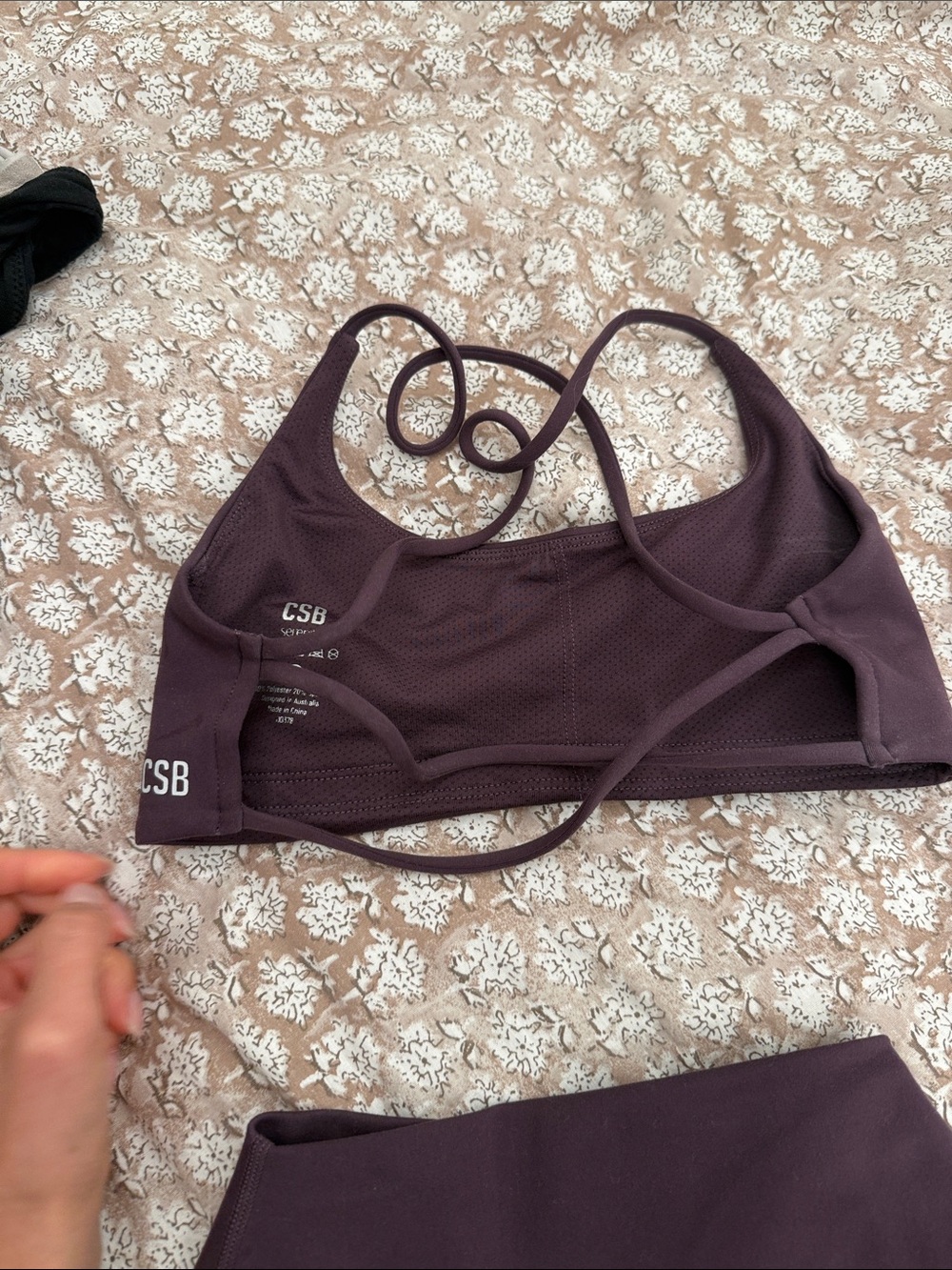CSB Women’s Plum Sports Bra and High-Waist Bike Shorts Set - Picture 2 of 4